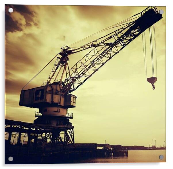 A old crane next to the docks  Acrylic by Paddy 