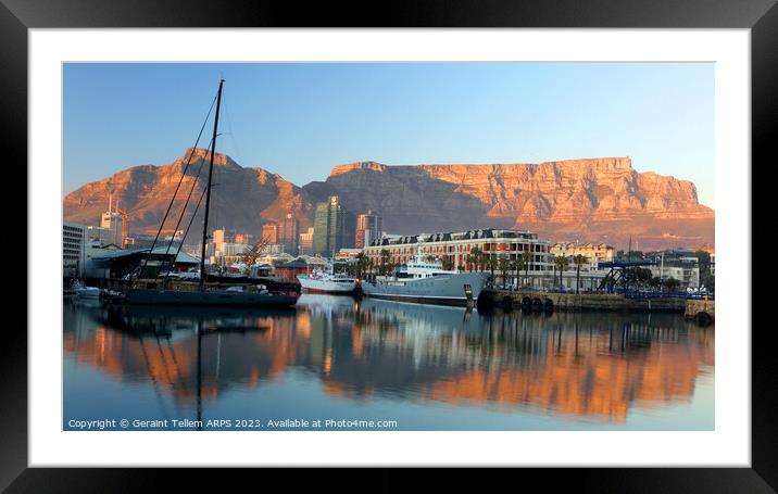 Table Mountain from the Waterfront, Cape Town, South Africa Framed Mounted Print by Geraint Tellem ARPS