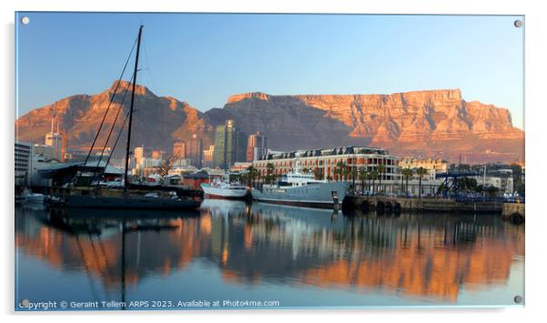 Table Mountain from the Waterfront, Cape Town, South Africa Acrylic by Geraint Tellem ARPS