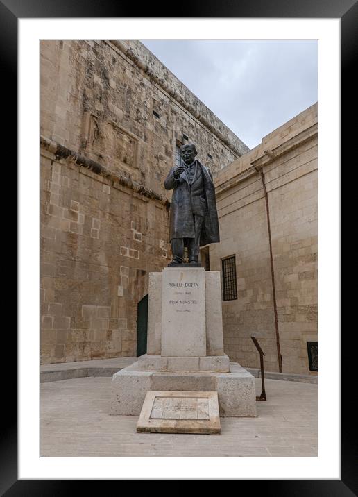 Statue of Pawlu Boffa in Valletta Framed Mounted Print by Artur Bogacki