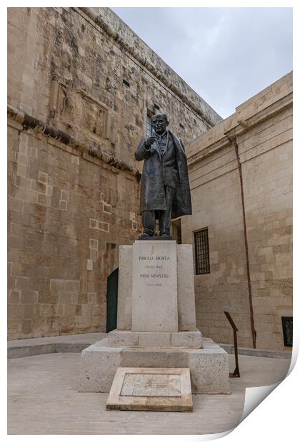 Statue of Pawlu Boffa in Valletta Print by Artur Bogacki