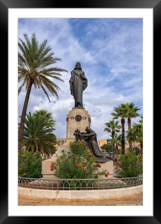 Christ the King Monument in Malta Framed Mounted Print by Artur Bogacki