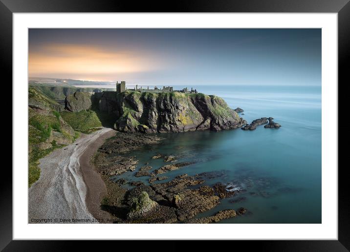 Dunnottar by Moonlight Framed Mounted Print by Dave Bowman