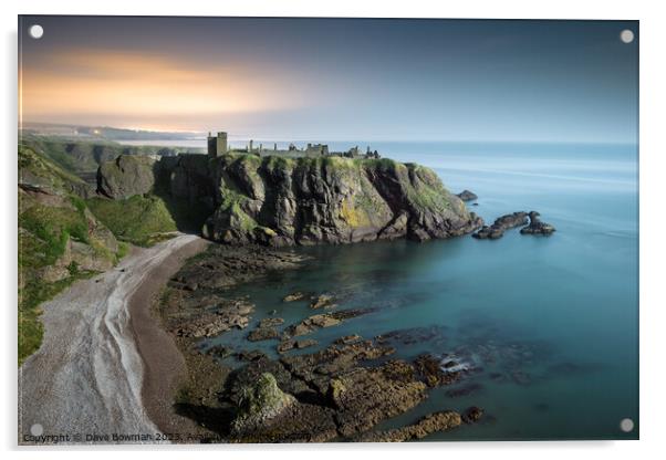 Dunnottar by Moonlight Acrylic by Dave Bowman