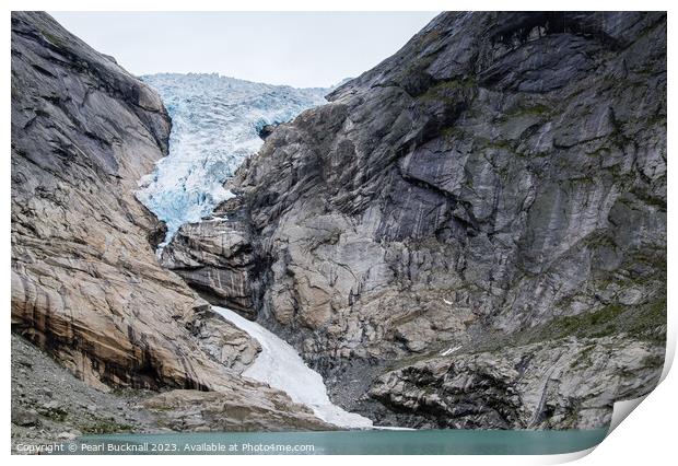 Briksdal Glacier Jostedalsbreen Norway Print by Pearl Bucknall