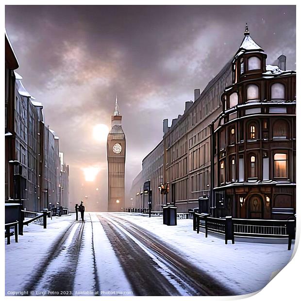 "Enchanting Winter Night in Victorian London" Print by Luigi Petro