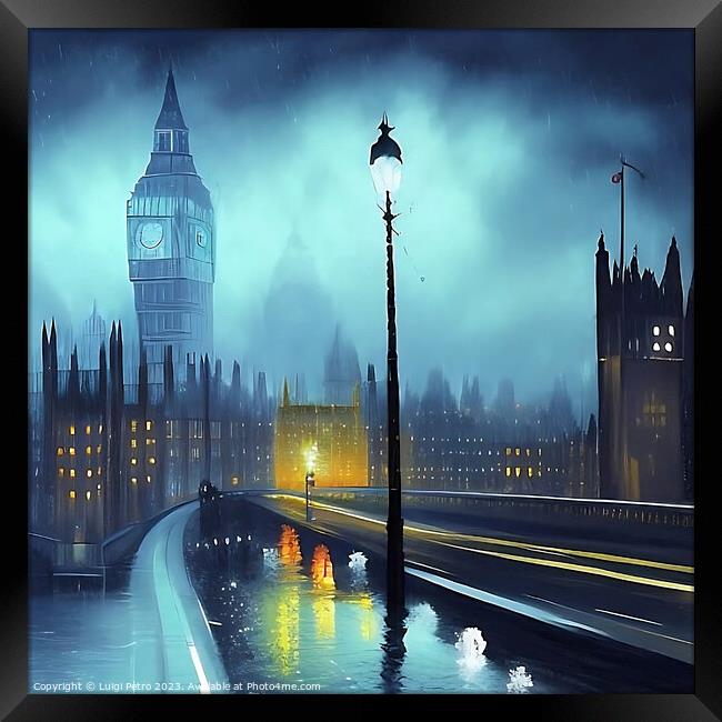 "Moonlit Serenity: A Mystical London Night" Framed Print by Luigi Petro