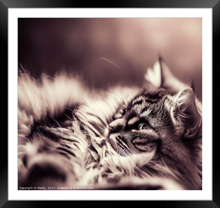 A beautiful cat, after just waking up  Framed Mounted Print by Paddy 