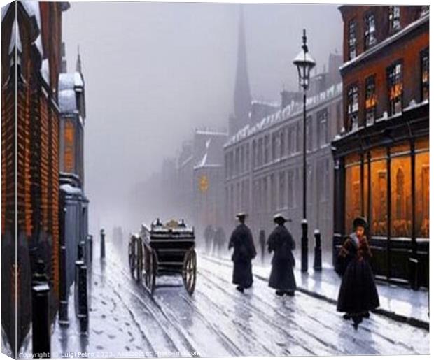 Street scene of a city in Victorian times. Canvas Print by Luigi Petro