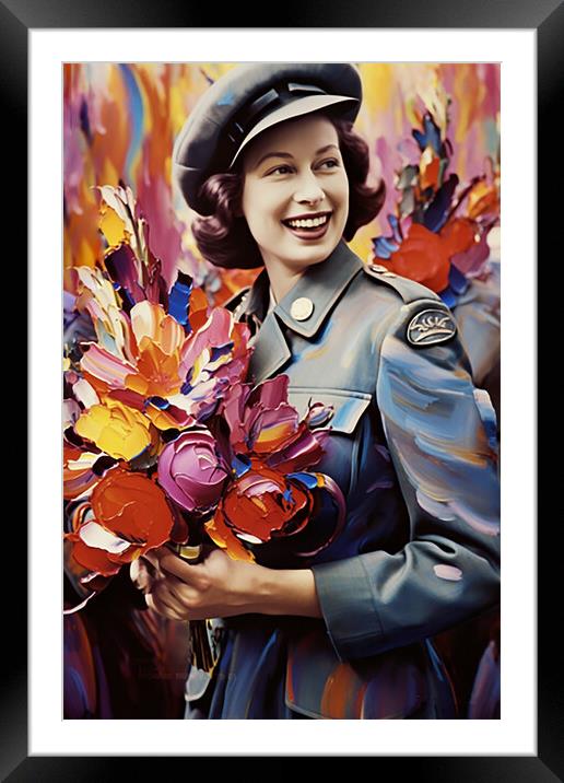 The Queen Elizabeth during WW2 Framed Mounted Print by CC Designs