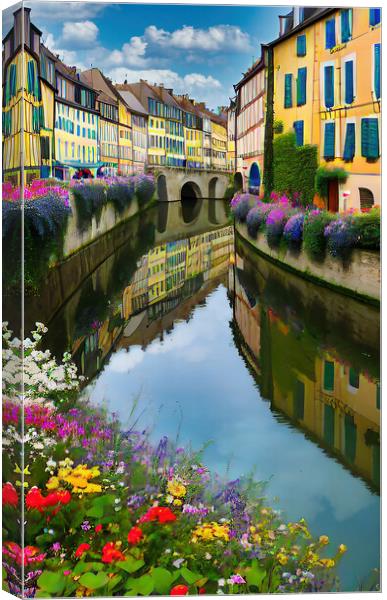 Reflection in the canal Canvas Print by Roger Mechan