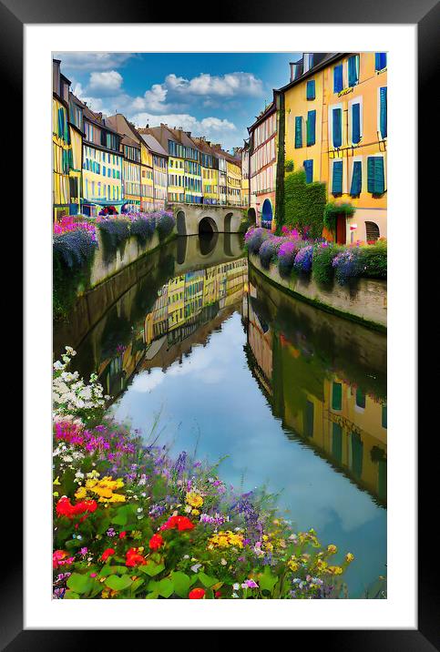 Reflection in the canal Framed Mounted Print by Roger Mechan