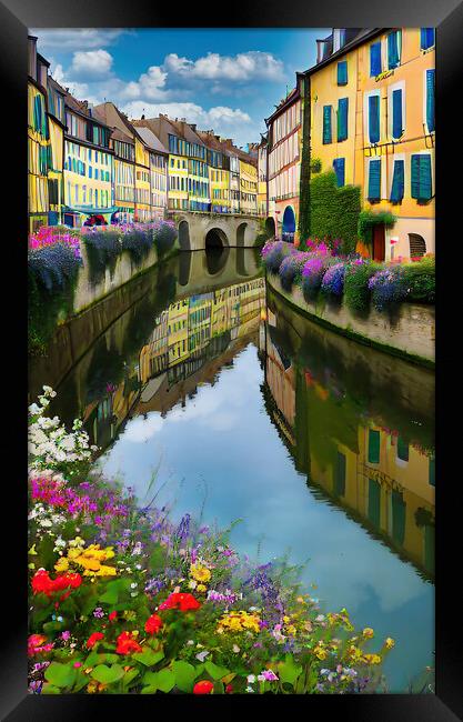 Reflection in the canal Framed Print by Roger Mechan