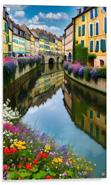 Reflection in the canal Acrylic by Roger Mechan
