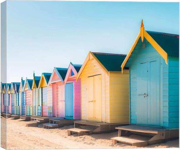 Beach huts along an English coast  Canvas Print by Paddy 