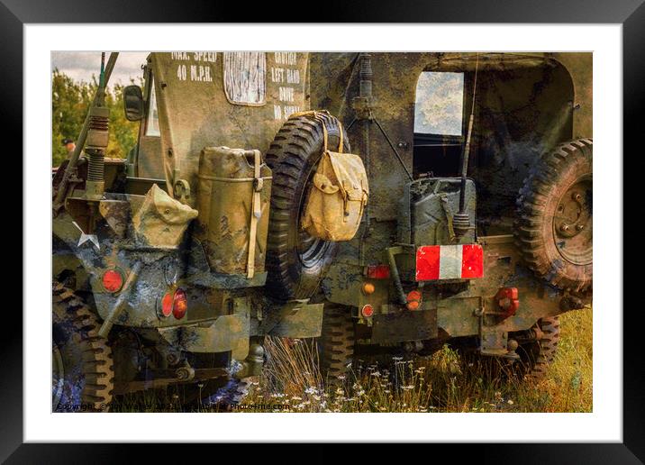 American Jeep viewed from the rear Framed Mounted Print by Joy Walker