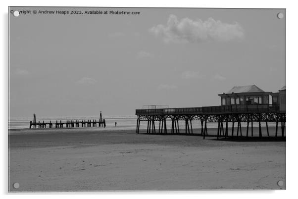 Serene Monochrome Beach Pier Acrylic by Andrew Heaps