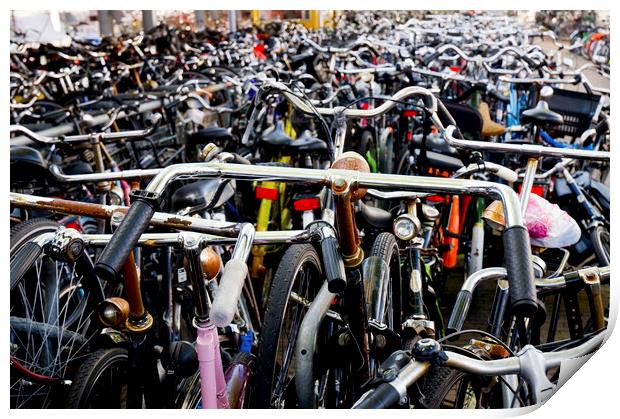 Bikes in Amsterdam, Holland, Netherlands Print by Fabrizio Troiani