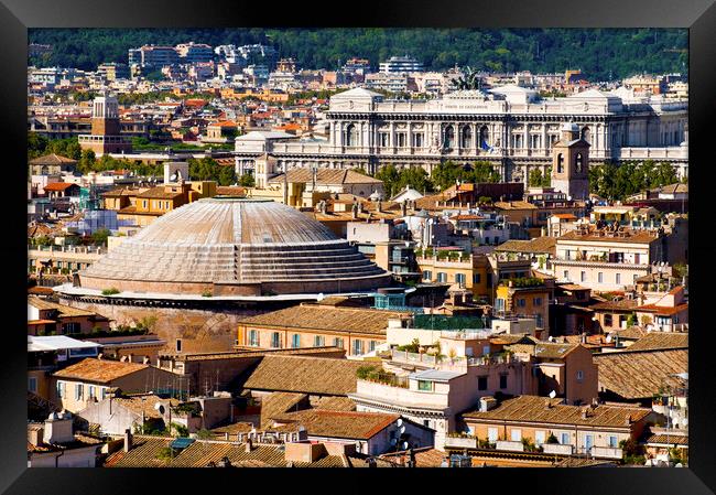 View of Rome's rooftops taken from the Vittoriano's panoramic vi Framed Print by Fabrizio Troiani