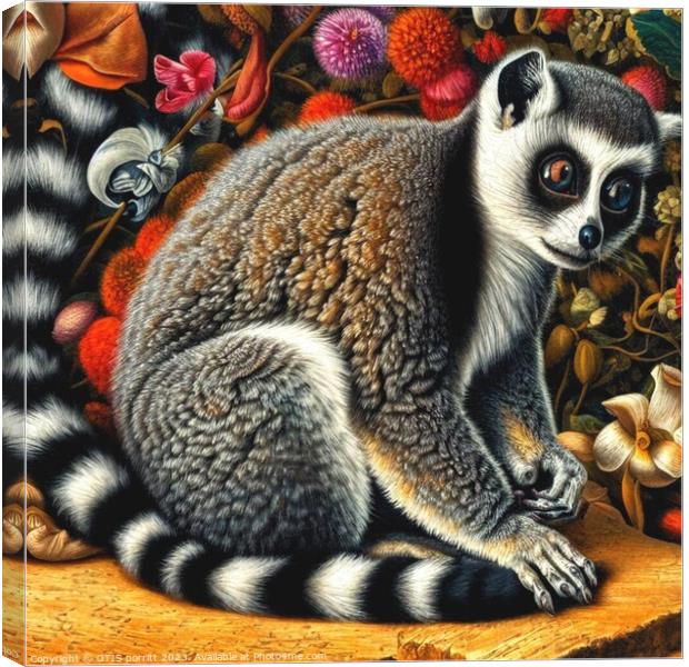 Ring-tailed lemur (in the style of Pieter Bruegel the Elder) 3 Canvas Print by OTIS PORRITT