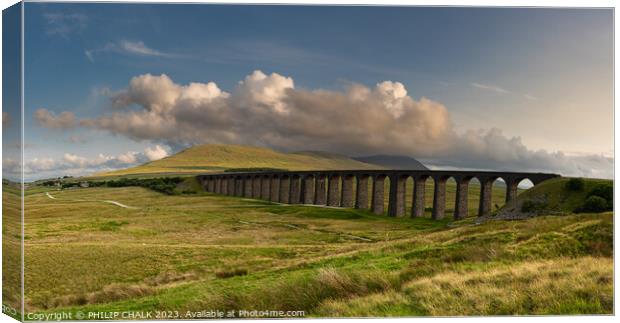 Ribblehead viaduct panorama  907 Canvas Print by PHILIP CHALK