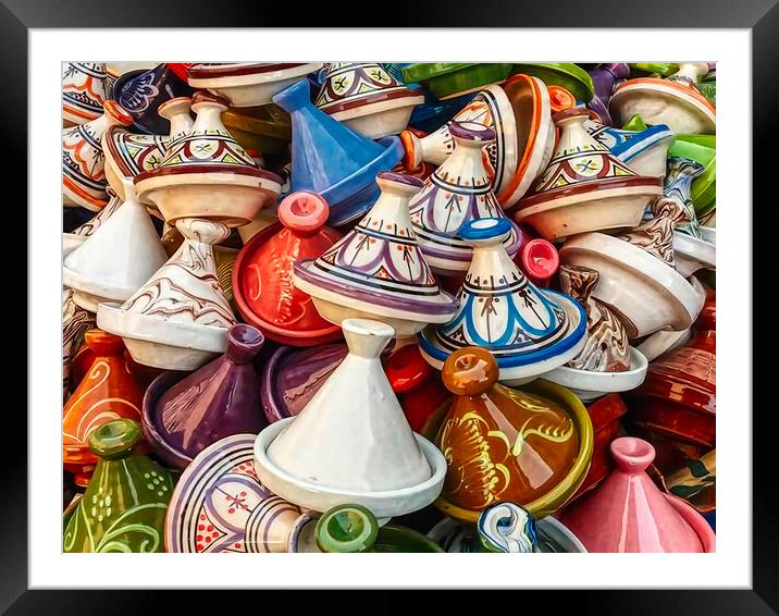 "Vibrant Symphony of Tagines" Framed Mounted Print by Roger Mechan