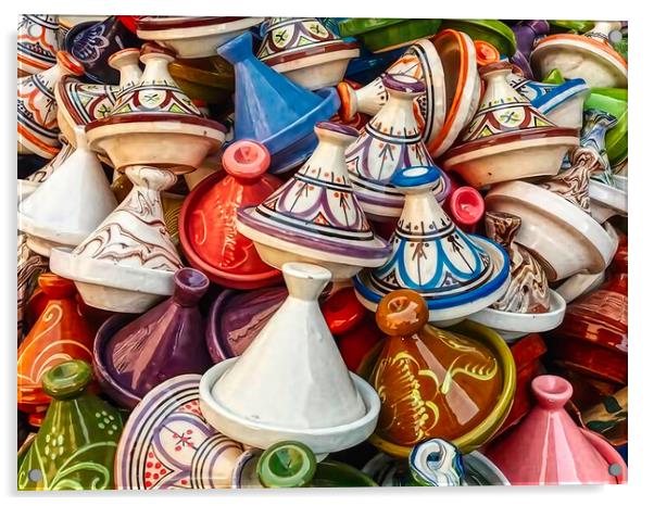 "Vibrant Symphony of Tagines" Acrylic by Roger Mechan