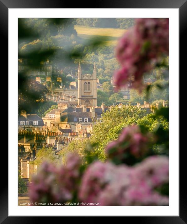 St Mary's  Church, Bath framed in summer blossom Framed Mounted Print by Rowena Ko