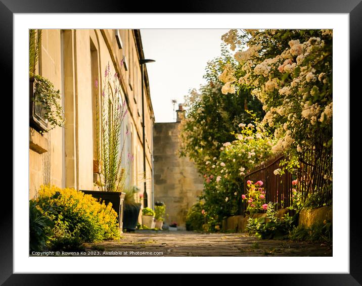 Lyndhurst Terrace, Bath in blooming summer.  Framed Mounted Print by Rowena Ko