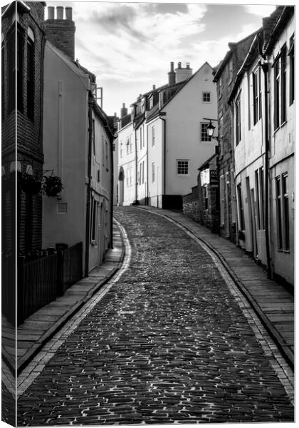 Henrietta Street Black and White Whitby Canvas Print by Tim Hill