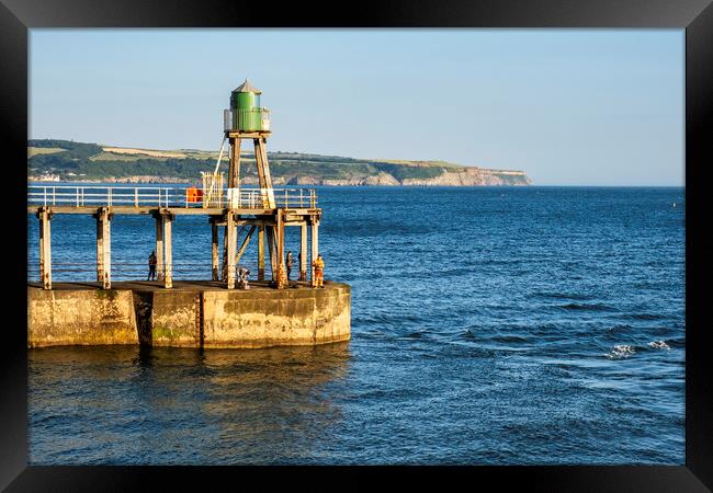 Whitby Pier Fishing, Yorkshire Coast Framed Print by Tim Hill