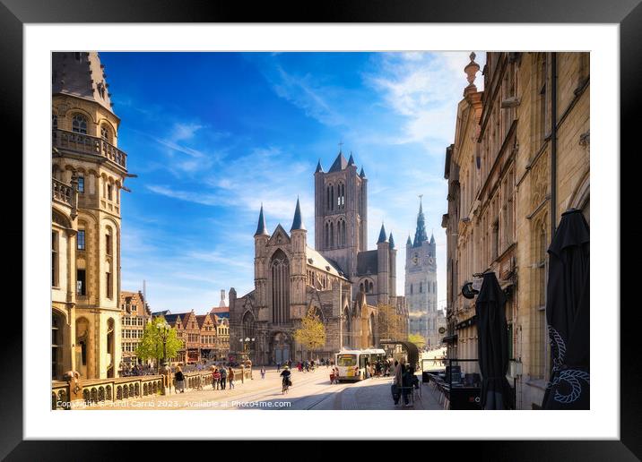Ghent monuments - CR2304-9037-ORT Framed Mounted Print by Jordi Carrio
