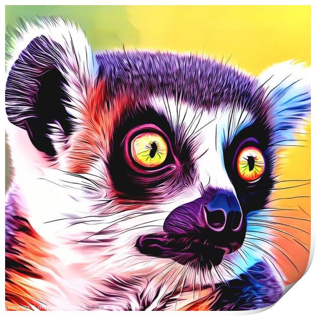 Ring-tailed lemur 2 Print by OTIS PORRITT