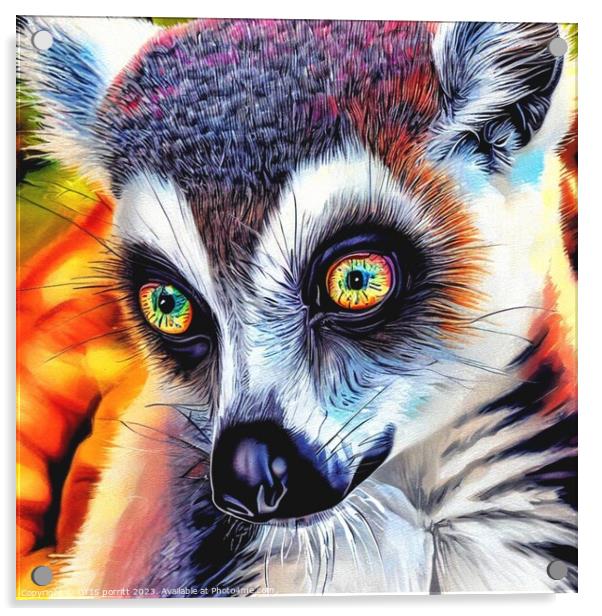 Ring-tailed lemur 3 Acrylic by OTIS PORRITT