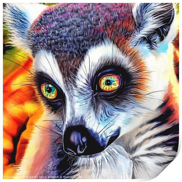 Ring-tailed lemur 3 Print by OTIS PORRITT