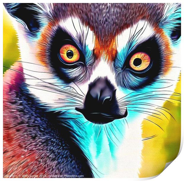 Ring-tailed lemur 4 Print by OTIS PORRITT