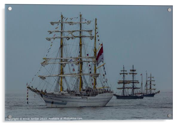 Tall Ships off Hartlepool in July 2023 Acrylic by Ernie Jordan