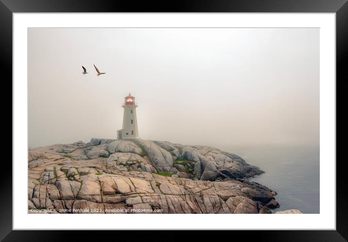 Peggys Cove Lighthouse Framed Mounted Print by Irene Penhale