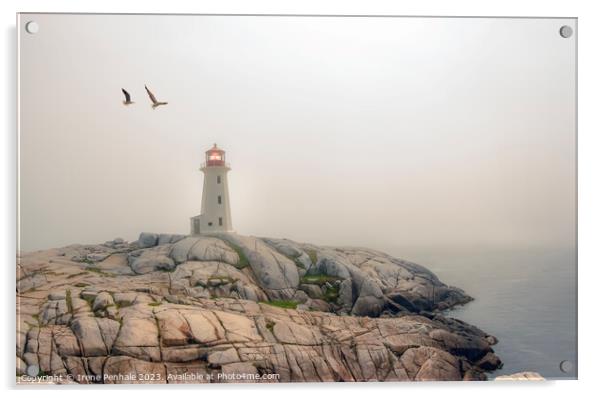 Peggys Cove Lighthouse Acrylic by Irene Penhale