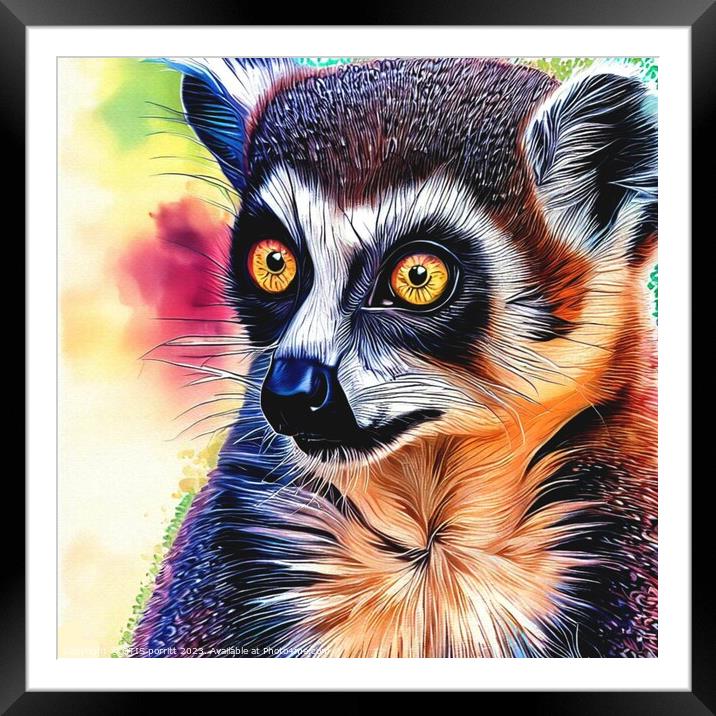 Ring-tailed lemur  Framed Mounted Print by OTIS PORRITT