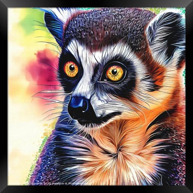 Ring-tailed lemur  Framed Print by OTIS PORRITT