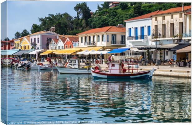 Picturesque waterfront of Katakolon, Greece Canvas Print by Angus McComiskey
