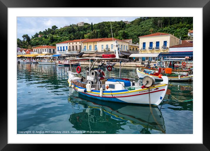 Fishing boats in Katakolon harbour, Greece Framed Mounted Print by Angus McComiskey