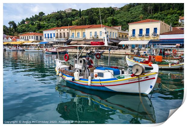 Fishing boats in Katakolon harbour, Greece Print by Angus McComiskey
