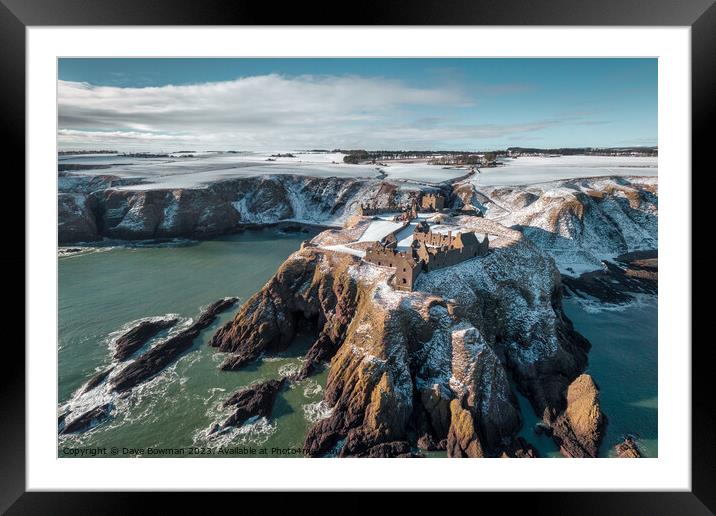Winter at Dunnottar Castle Framed Mounted Print by Dave Bowman