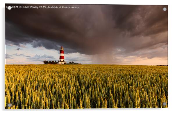 Evening Rain Shower Over Happisburgh Lighthouse Acrylic by David Powley