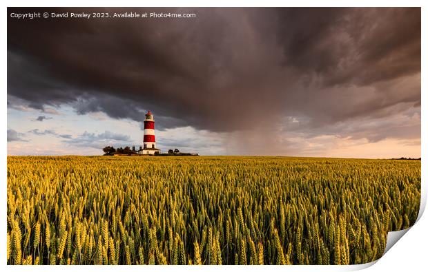 Evening Rain Shower Over Happisburgh Lighthouse Print by David Powley
