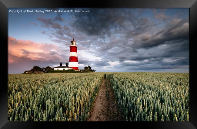 Evening Clouds Over Happisburgh Lighthouse Framed Print by David Powley
