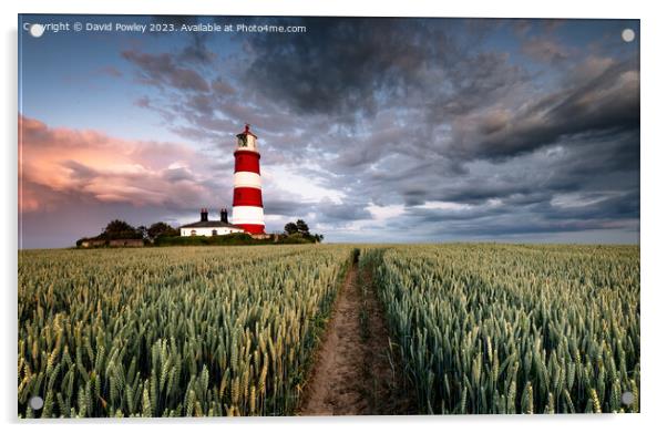 Evening Clouds Over Happisburgh Lighthouse Acrylic by David Powley