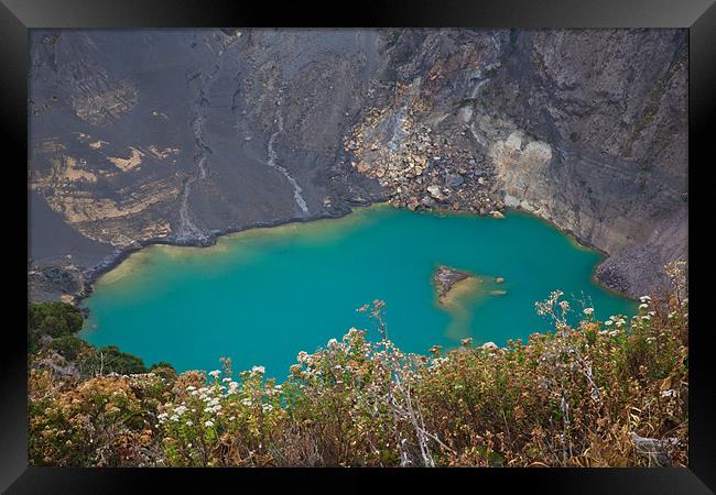 Irazu volcano blue lake Framed Print by Craig Lapsley